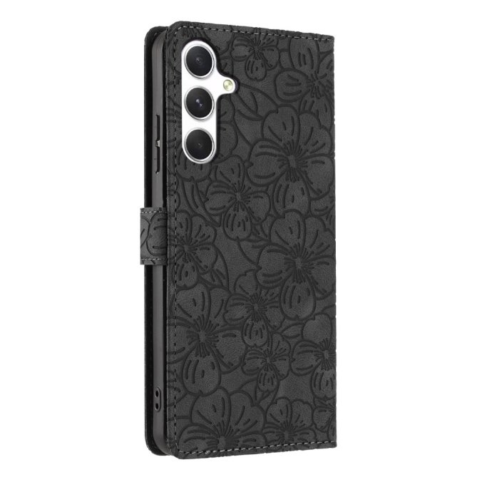 Etui Samsung Galaxy A27 Héloïse Fleurs de Cerisier Gravées avec Dragonne