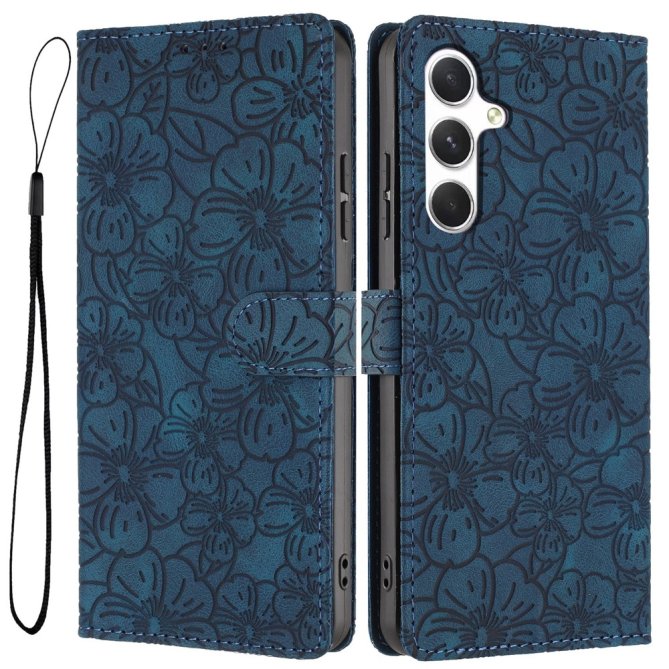 Etui Samsung Galaxy A27 Héloïse Fleurs de Cerisier Gravées avec Dragonne