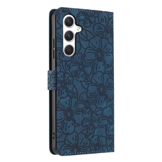 Etui Samsung Galaxy A27 Héloïse Fleurs de Cerisier Gravées avec Dragonne