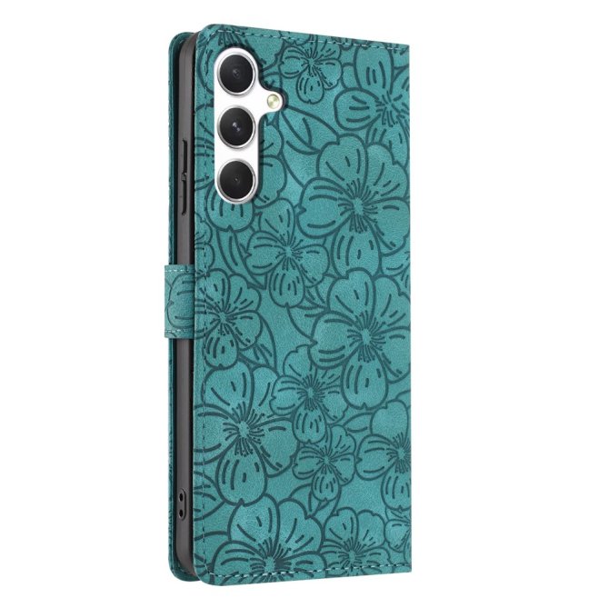 Etui Samsung Galaxy A27 Héloïse Fleurs de Cerisier Gravées avec Dragonne