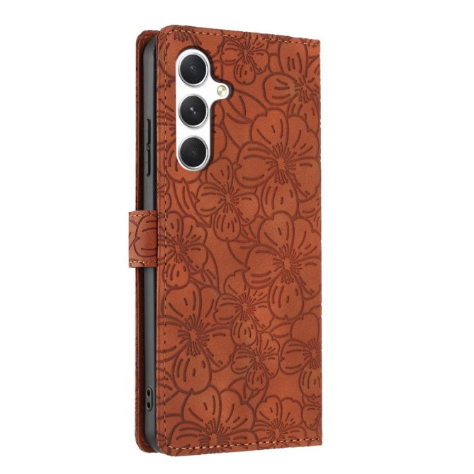 Etui Samsung Galaxy A27 Héloïse Fleurs de Cerisier Gravées avec Dragonne