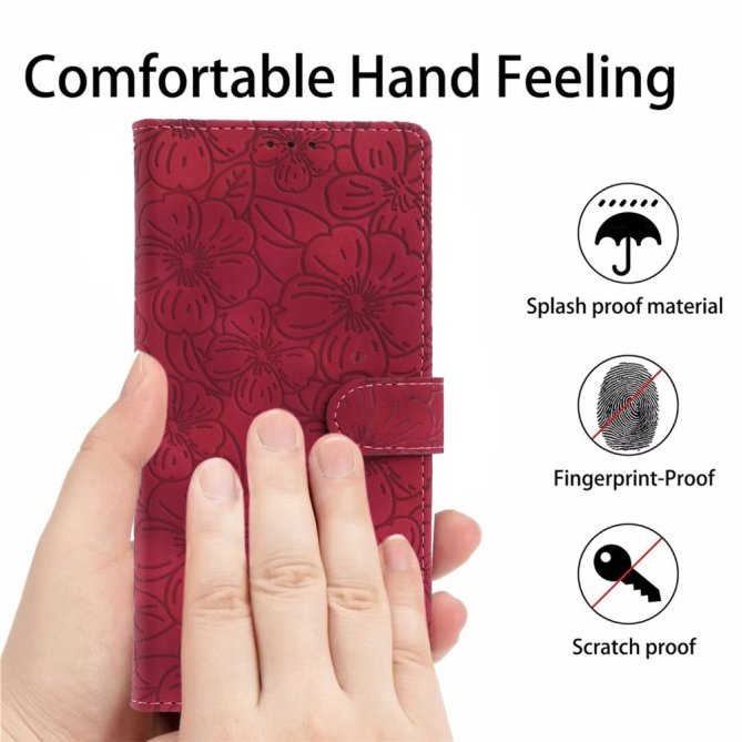 Etui Samsung Galaxy A27 Héloïse Fleurs de Cerisier Gravées avec Dragonne