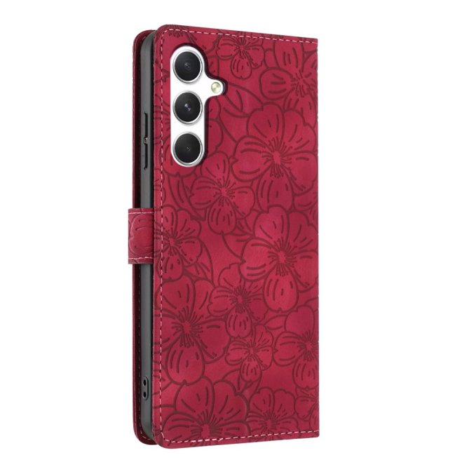 Etui Samsung Galaxy A27 Héloïse Fleurs de Cerisier Gravées avec Dragonne