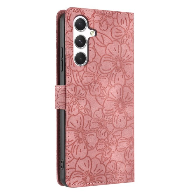 Etui Samsung Galaxy A27 Héloïse Fleurs de Cerisier Gravées avec Dragonne