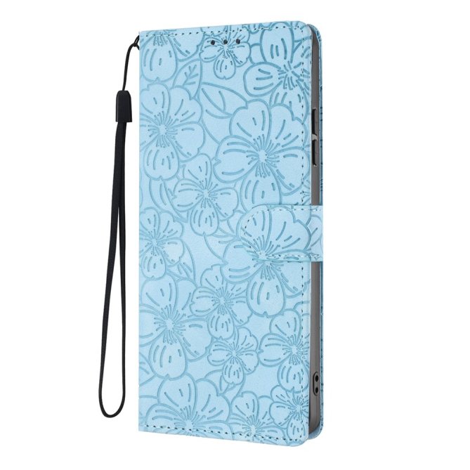 Etui Samsung Galaxy A27 Héloïse Fleurs de Cerisier Gravées avec Dragonne