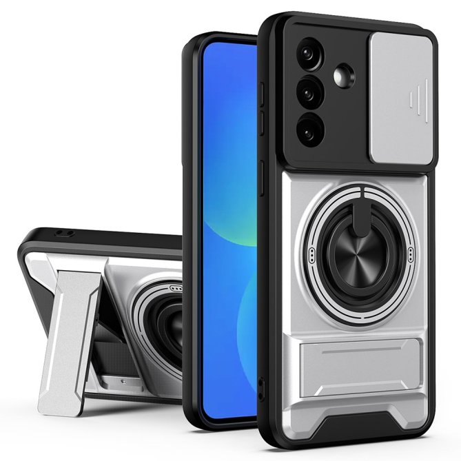 Coque Samsung Galaxy A27 TPU/PC Anneau Magnétique Béquille Slider Caméra