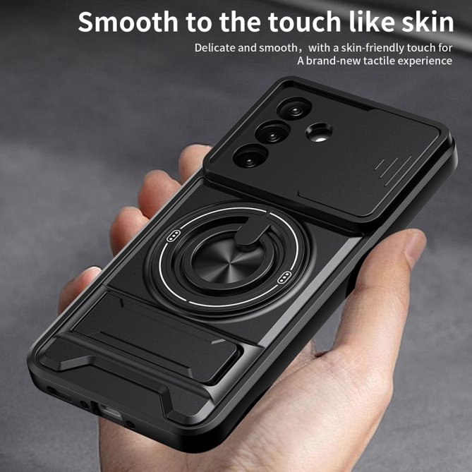 Coque Samsung Galaxy A27 TPU/PC Anneau Magnétique Béquille Slider Caméra