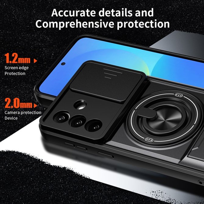 Coque Samsung Galaxy A27 TPU/PC Anneau Magnétique Béquille Slider Caméra