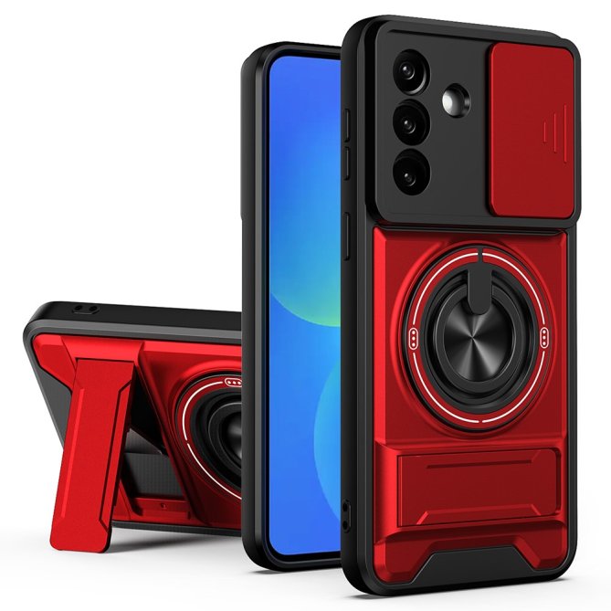 Coque Samsung Galaxy A27 TPU/PC Anneau Magnétique Béquille Slider Caméra