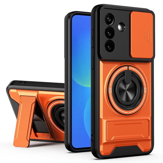 Coque Samsung Galaxy A27 TPU/PC Anneau Magnétique Béquille Slider Caméra