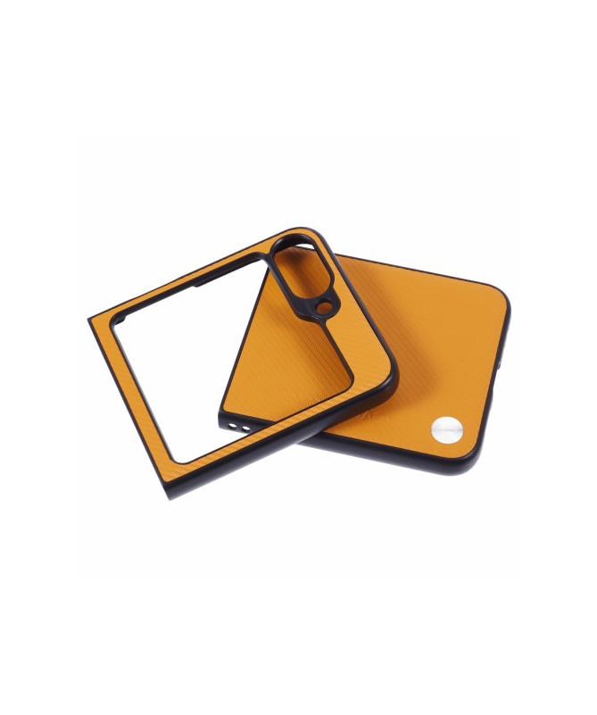 Coque Samsung Galaxy Z Flip 6 X-LEVEL Style Fibre de Carbone - Orange