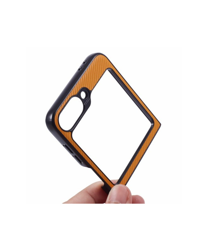 Coque Samsung Galaxy Z Flip 6 X-LEVEL Style Fibre de Carbone - Orange