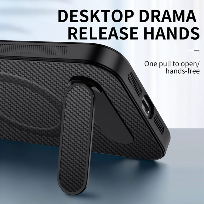 Coque Samsung Galaxy A27 fibre carbone béquille magnétique