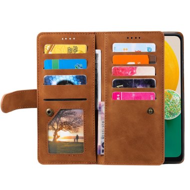 Housse Samsung Galaxy A27 portefeuille 9 cartes zippée dragonne