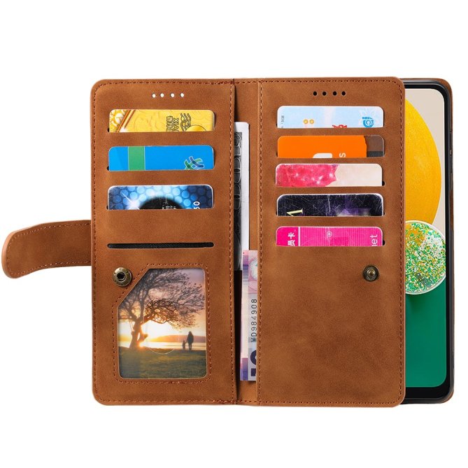 Housse Samsung Galaxy A27 portefeuille 9 cartes zippée dragonne