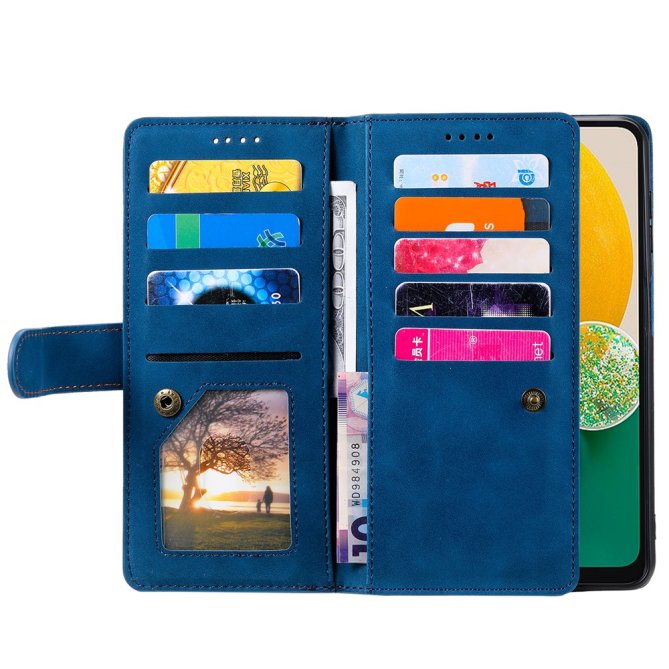 Housse Samsung Galaxy A27 portefeuille 9 cartes zippée dragonne