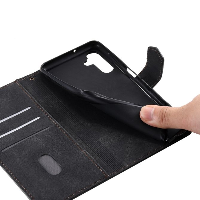 Housse Samsung Galaxy A27 cuir litchi anti-RFID compatible sans fil