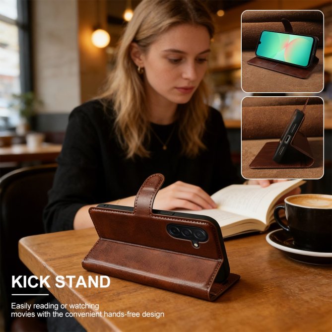 Housse Samsung Galaxy A27 flip wallet texture veau béquille