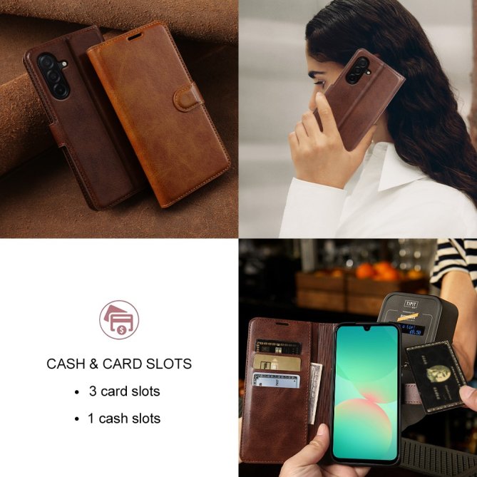 Housse Samsung Galaxy A27 flip wallet texture veau béquille