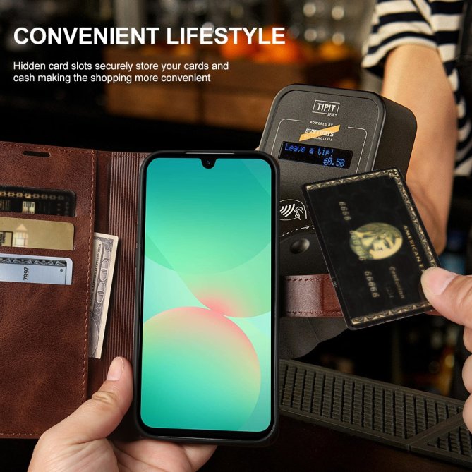 Housse Samsung Galaxy A27 flip wallet texture veau béquille