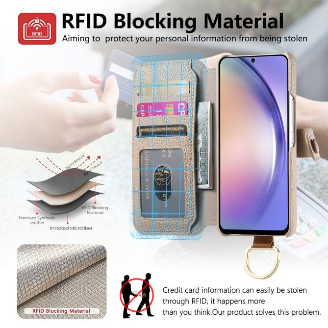 Housse Samsung Galaxy A27 RFID zippée wallet PU premium