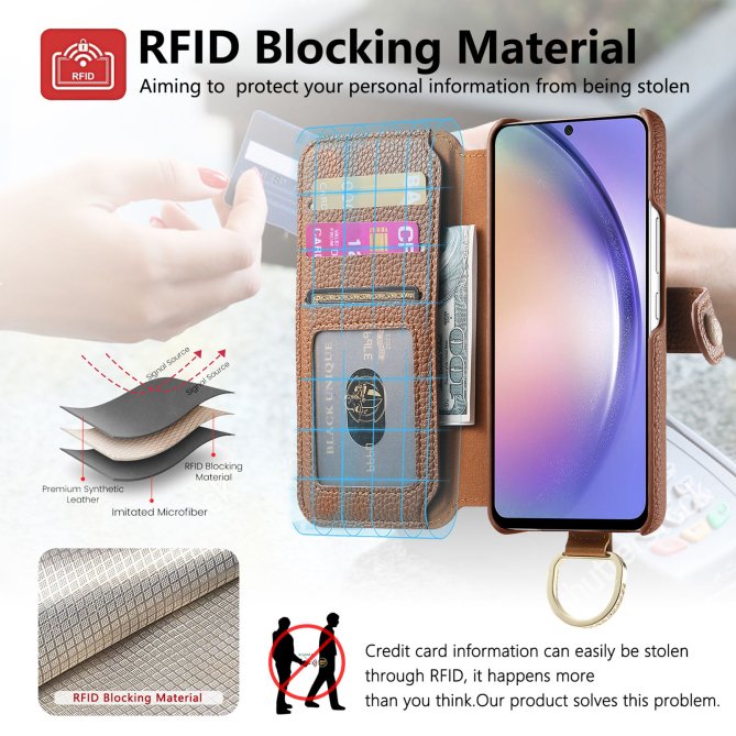 Housse Samsung Galaxy A27 RFID zippée wallet PU premium