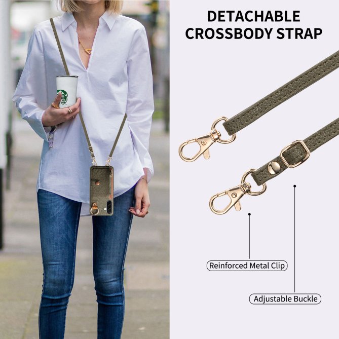 Housse Samsung Galaxy A27 longue sangle miroir béquille zippée