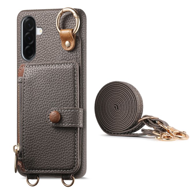 Housse Samsung Galaxy A27 longue sangle miroir béquille zippée