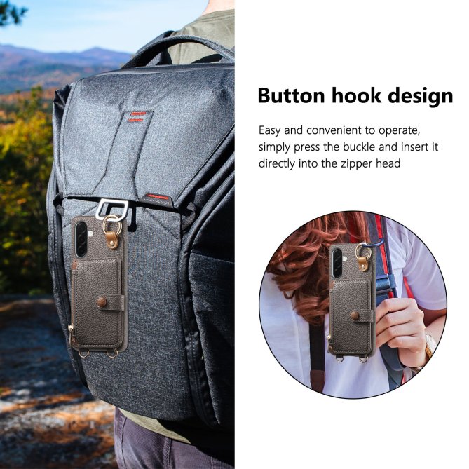 Housse Samsung Galaxy A27 longue sangle miroir béquille zippée