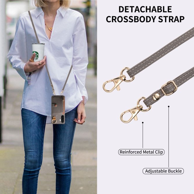 Housse Samsung Galaxy A27 longue sangle miroir béquille zippée