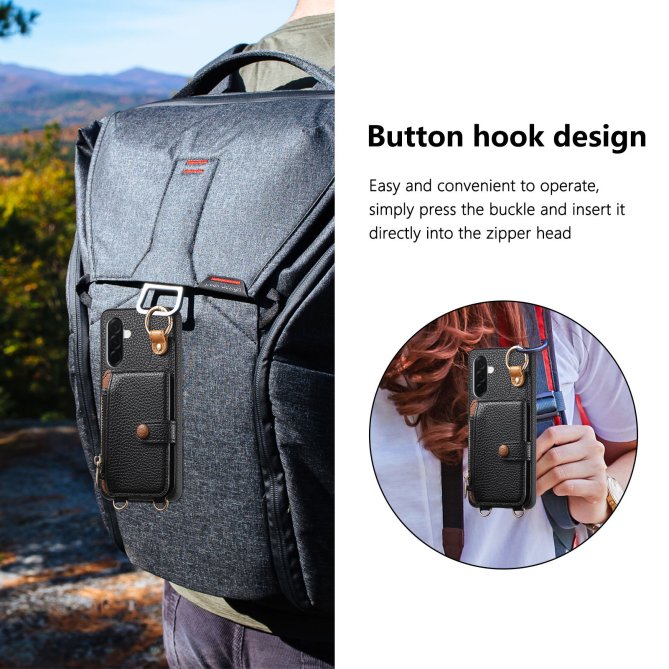 Housse Samsung Galaxy A27 longue sangle miroir béquille zippée