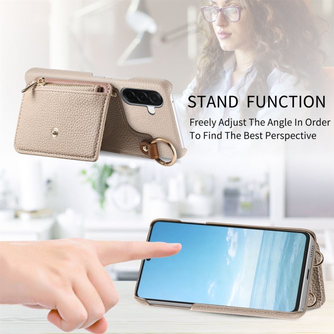 Housse Samsung Galaxy A27 longue sangle miroir béquille zippée