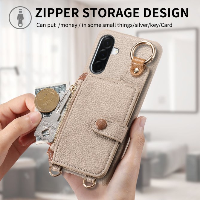 Housse Samsung Galaxy A27 longue sangle miroir béquille zippée