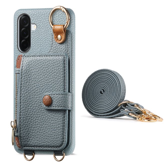 Housse Samsung Galaxy A27 longue sangle miroir béquille zippée