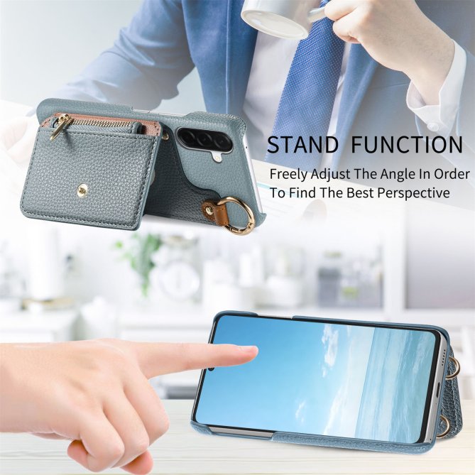 Housse Samsung Galaxy A27 longue sangle miroir béquille zippée