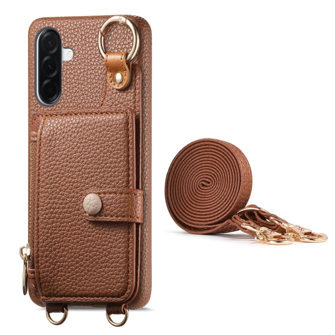 Housse Samsung Galaxy A27 longue sangle miroir béquille zippée