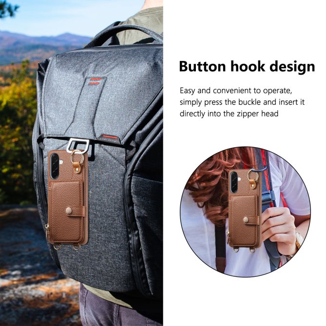 Housse Samsung Galaxy A27 longue sangle miroir béquille zippée