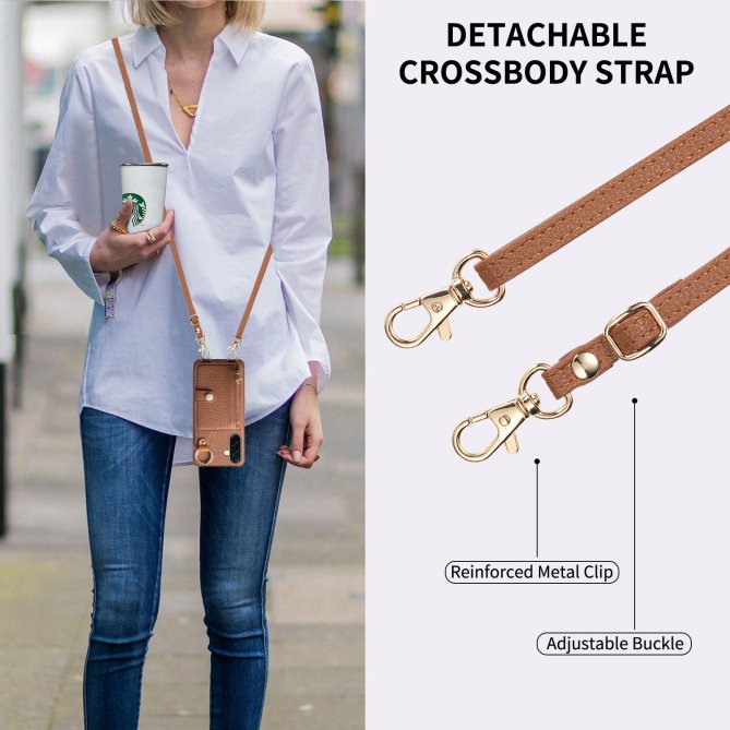 Housse Samsung Galaxy A27 longue sangle miroir béquille zippée