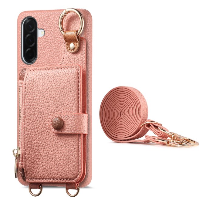 Housse Samsung Galaxy A27 longue sangle miroir béquille zippée