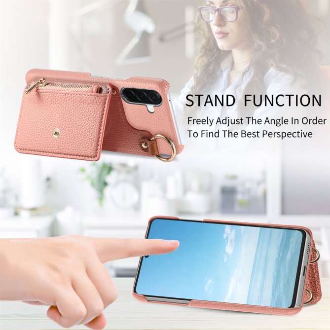 Housse Samsung Galaxy A27 longue sangle miroir béquille zippée