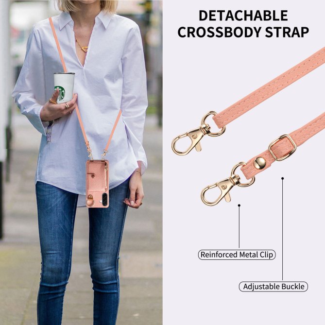 Housse Samsung Galaxy A27 longue sangle miroir béquille zippée