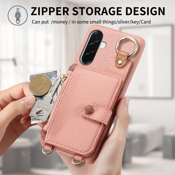 Housse Samsung Galaxy A27 longue sangle miroir béquille zippée