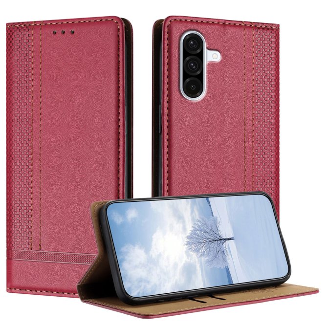 Coque Samsung Galaxy A27 cuir grille L béquille porte-cartes