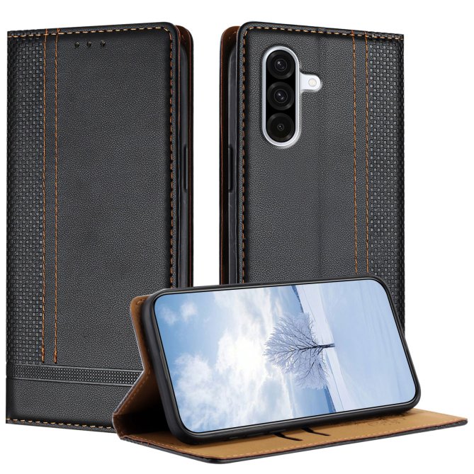 Coque Samsung Galaxy A27 cuir grille L béquille porte-cartes