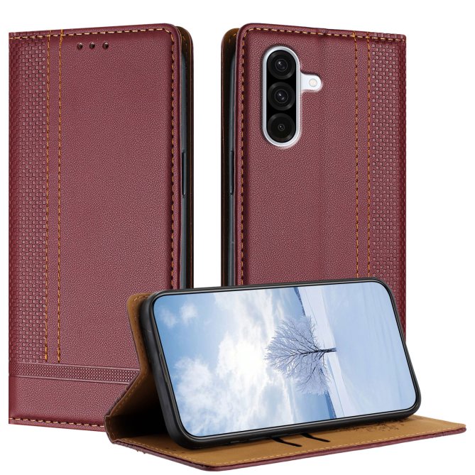 Coque Samsung Galaxy A27 cuir grille L béquille porte-cartes