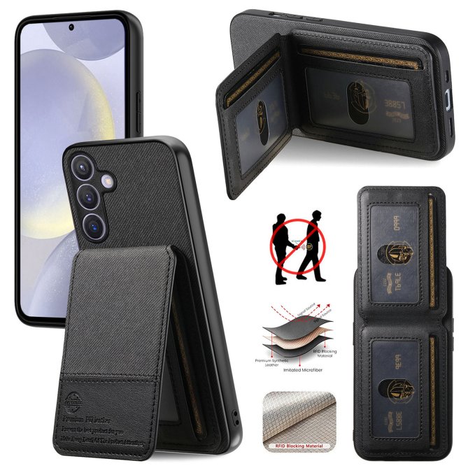 Coque Samsung Galaxy A27 tissu RFID PC TPU porte-cartes