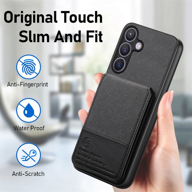 Coque Samsung Galaxy A27 tissu RFID PC TPU porte-cartes