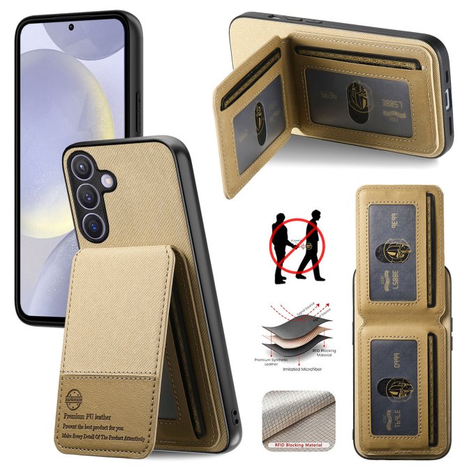 Coque Samsung Galaxy A27 tissu RFID PC TPU porte-cartes
