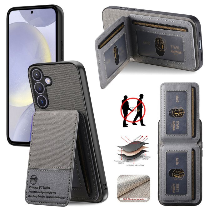 Coque Samsung Galaxy A27 tissu RFID PC TPU porte-cartes