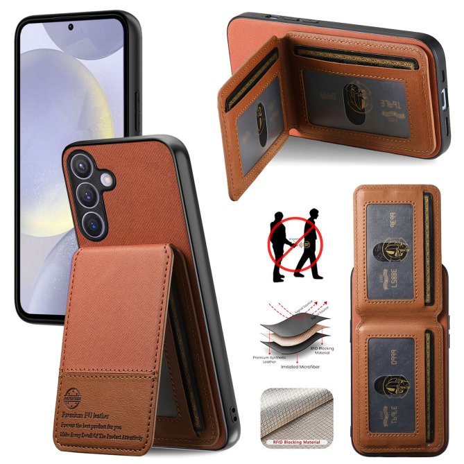 Coque Samsung Galaxy A27 tissu RFID PC TPU porte-cartes